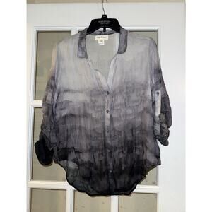 Cloth & Stone Women’s Lightweight Button Down Blouse Grey Marbeled Small Soft